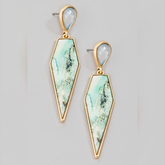 1 LEFT!! ALINA GEOMETRIC STONE EARRINGS - Picture 1 of 1